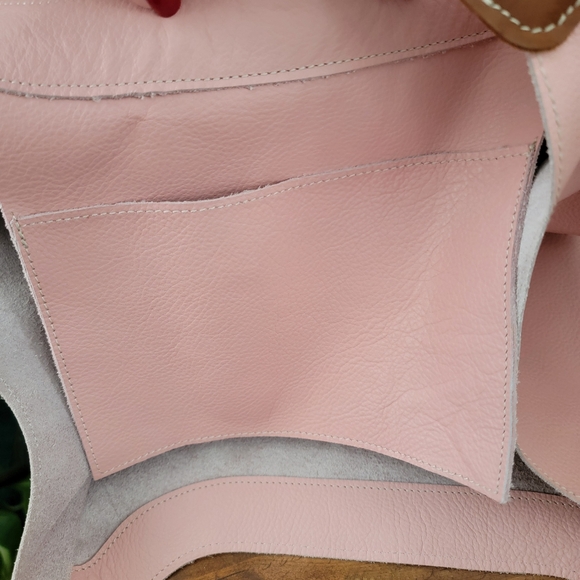 Joji & Co. Santa Cruz Pink & Brown Leather Tote Bag Purse - Picture 16 of 16